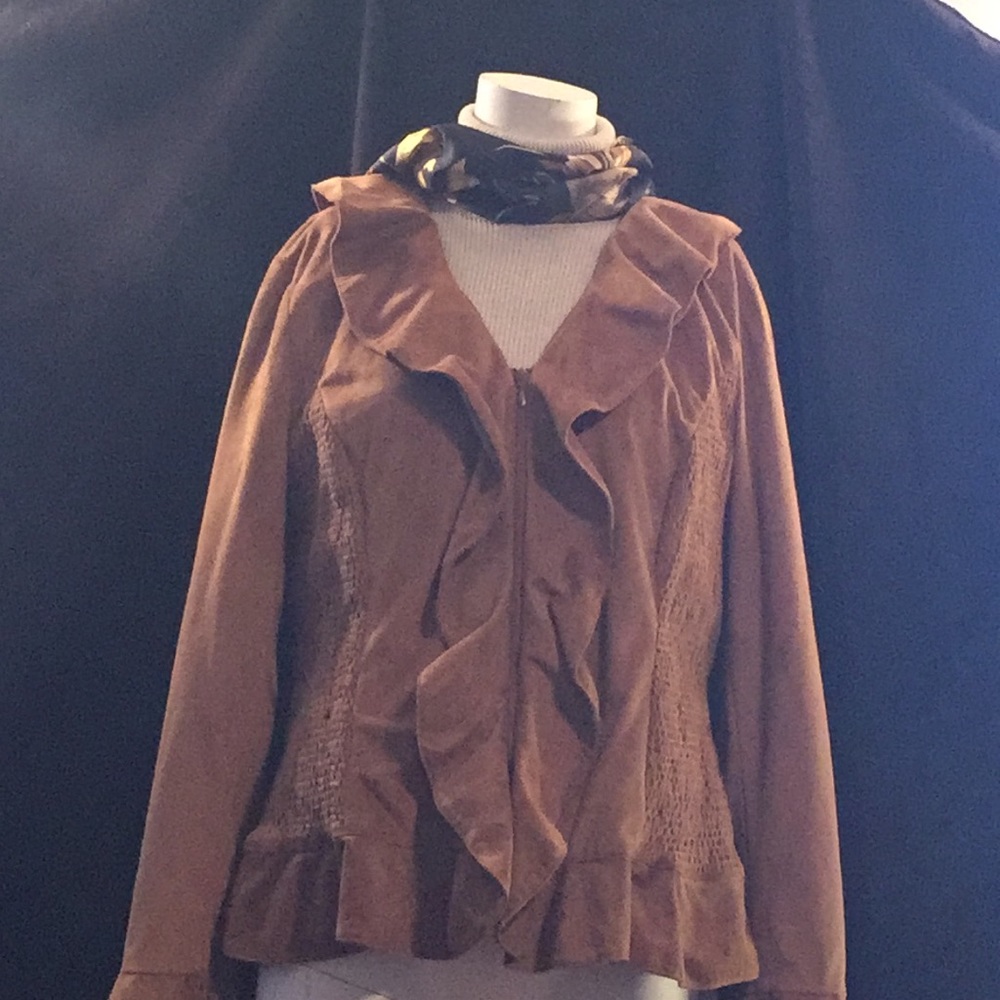 Jones New York suede jacket chestnut color  14W